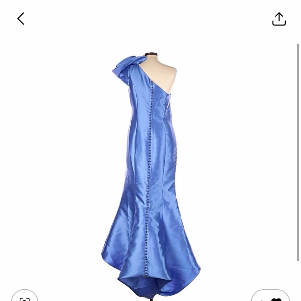 One-Shoulder Lavender Evening Gown with Floral Shoulder Detail - Picture 4 of 5